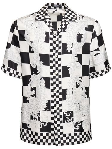 Medusa Printed Silk Short Sleeve Shirt - VERSACE - Modalova