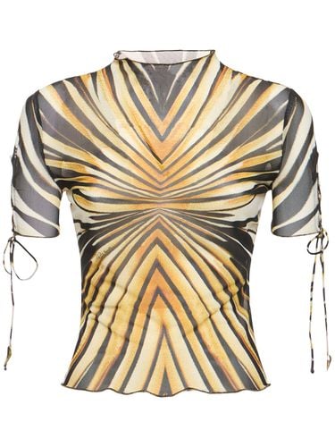 Ray Of Gold Printed Tulle Top - ROBERTO CAVALLI - Modalova