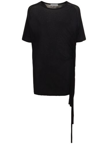 Camiseta De Algodón Con Cordón Lateral - YOHJI YAMAMOTO - Modalova