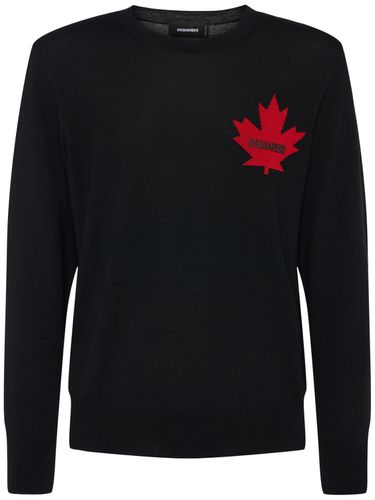 D2 Leaf Wool Crewneck Sweater - DSQUARED2 - Modalova