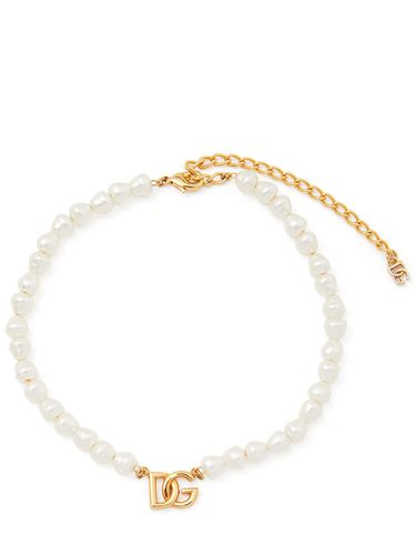 Choker Con Logo Dg E Perle - DOLCE & GABBANA - Modalova