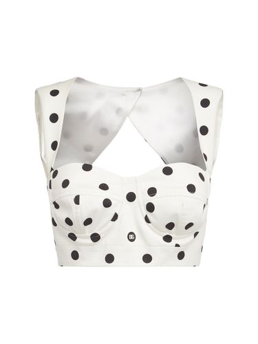 Crop Top In Drill A Pois - DOLCE & GABBANA - Modalova