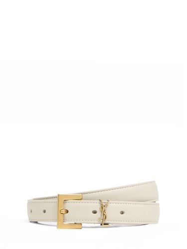 Mm Monogram Leather Belt - SAINT LAURENT - Modalova