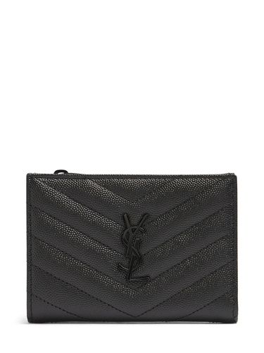 Cartera De Piel De Monogram - SAINT LAURENT - Modalova