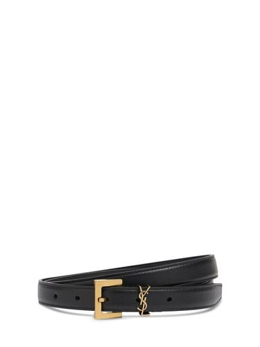 Mm Monogram Leather Belt - SAINT LAURENT - Modalova