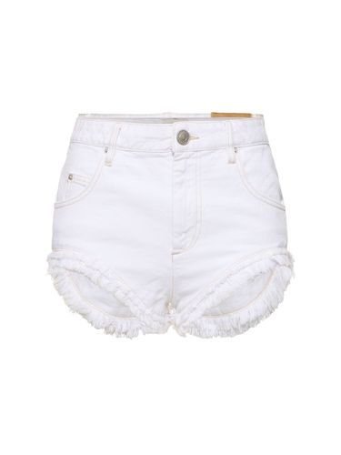 Eneidao Fringed Cotton Denim Shorts - ISABEL MARANT - Modalova