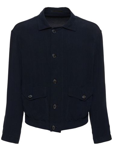 Washed Cupro Buttoned Jacket - GIORGIO ARMANI - Modalova