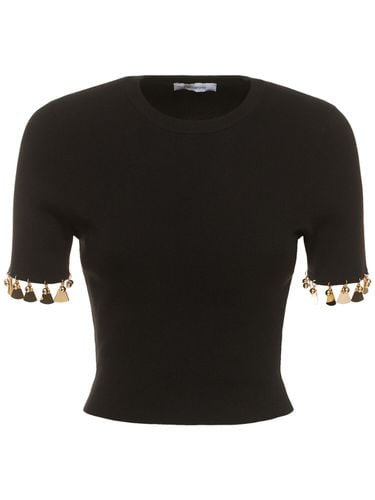 Embellished Cotton & Silk T-shirt - RABANNE - Modalova