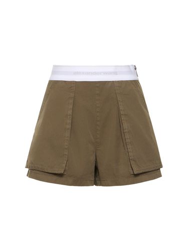 High Waist Cotton Cargo Shorts - ALEXANDER WANG - Modalova