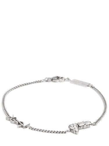 Ysl & Crystals Chain Bracelet - SAINT LAURENT - Modalova