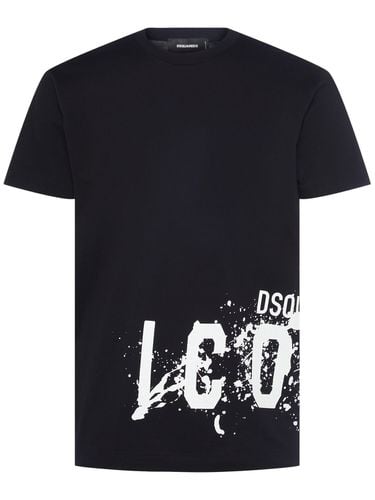 T-shirt Icon Spalsh In Cotone Con Stampa - DSQUARED2 - Modalova