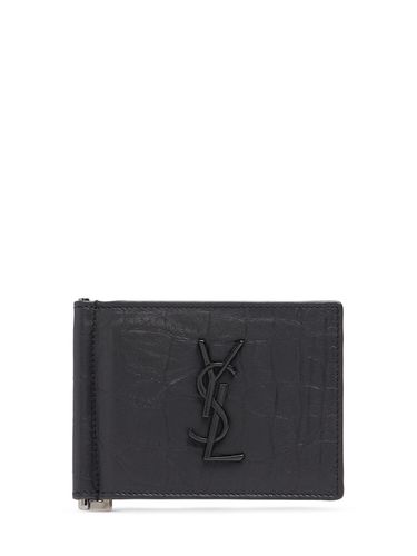 Cartera De Piel En Relieve Con Monograma - SAINT LAURENT - Modalova