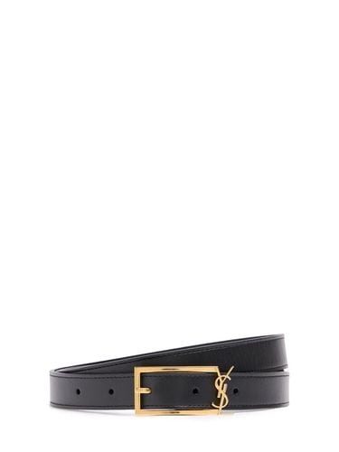 Cinturón De Piel Con Hebilla Ysl 2cm - SAINT LAURENT - Modalova