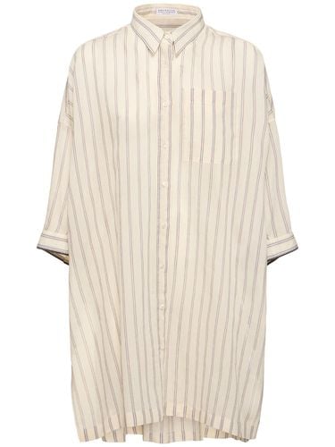 Striped Cotton & Silk Shirt - BRUNELLO CUCINELLI - Modalova