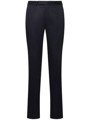 Cotton Blend Flat Front Slim Pants - ZEGNA - Modalova