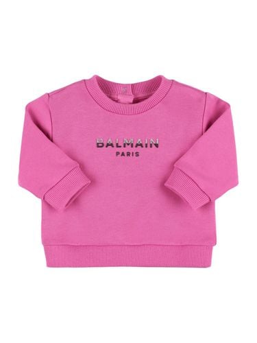 Sudadera De Felpa De Algodón Con Logo Estampado - BALMAIN - Modalova