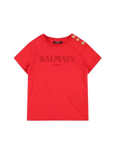 Camiseta De Jersey De Algodón Con Logo - BALMAIN - Modalova