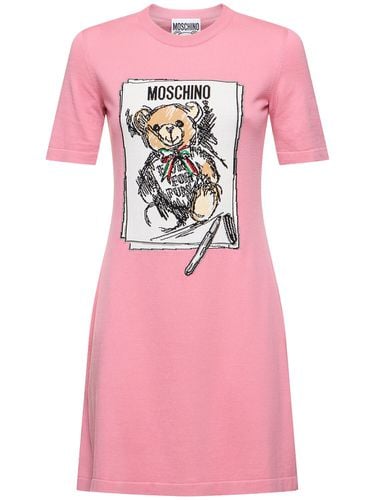 Vestido Corto De Punto De Algodón - MOSCHINO - Modalova