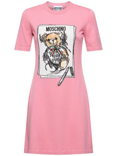 Vestito Mini In Maglia Di Cotone Con Stampa - MOSCHINO - Modalova