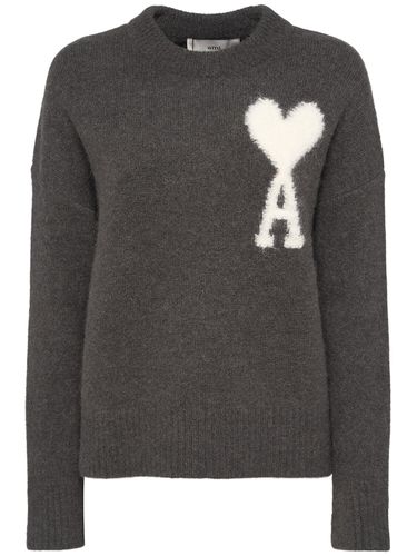 Logo Alpaca Blend Crewneck Sweater - AMI PARIS - Modalova