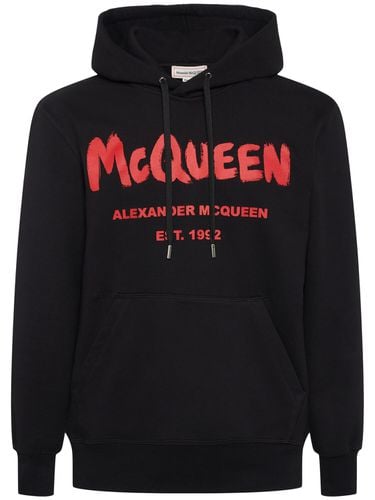 Graffiti Print Cotton Hoodie - ALEXANDER MCQUEEN - Modalova