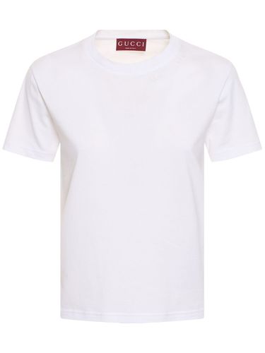 Camiseta De Algodón Jersey Bordada - GUCCI - Modalova