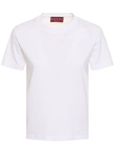 T-shirt In Jersey Di Cotone Con Ricamo - GUCCI - Modalova