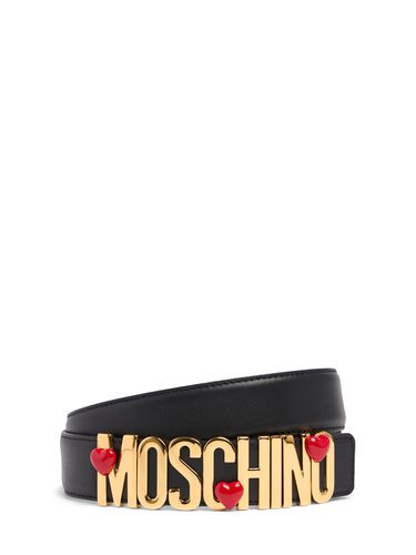 Cinturón De Piel Suave Con Logo 3.5cm - MOSCHINO - Modalova