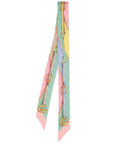 Gg Belt Print Silk Neck Bow - GUCCI - Modalova