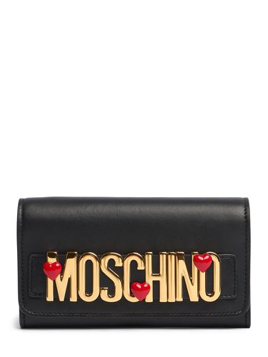 Cartera De Piel Con Cadena Y Logo - MOSCHINO - Modalova