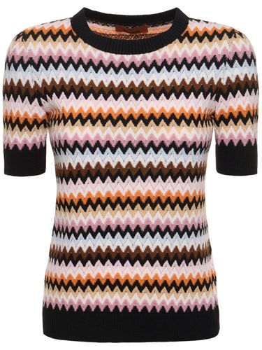 Top Girocollo Maniche Corte In Maglia Di Lana - MISSONI - Modalova