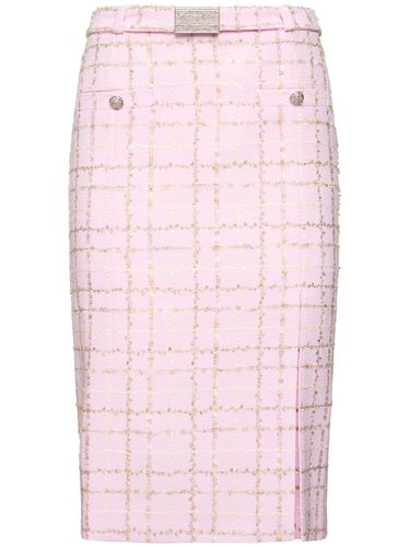 Sequined Checked Tweed Low Waist Skirt - ALESSANDRA RICH - Modalova