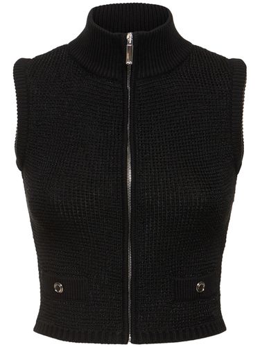 Gilet A Collo Alto In Maglia Con Paillettes E Zip - ALESSANDRA RICH - Modalova