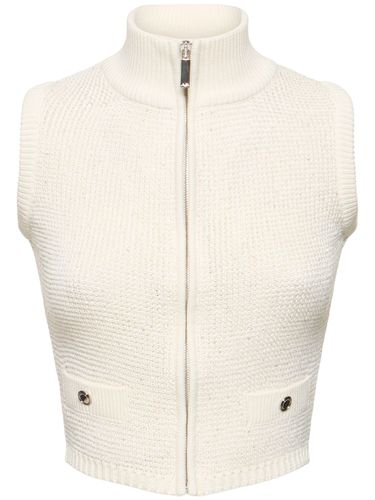 Gilet A Collo Alto In Maglia Con Paillettes E Zip - ALESSANDRA RICH - Modalova