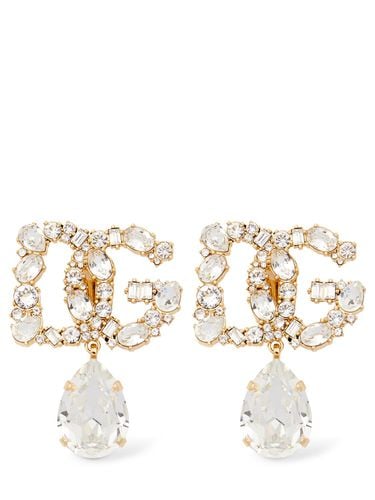 Dg Logo Crystal Drop Earrings - DOLCE & GABBANA - Modalova