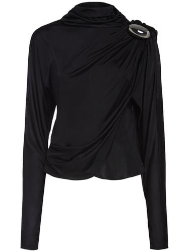 Draped Shiny Viscose Jersey Top - GIUSEPPE DI MORABITO - Modalova