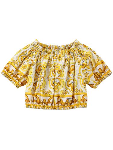 Top De Popelina De Algodón Estampado - DOLCE & GABBANA - Modalova