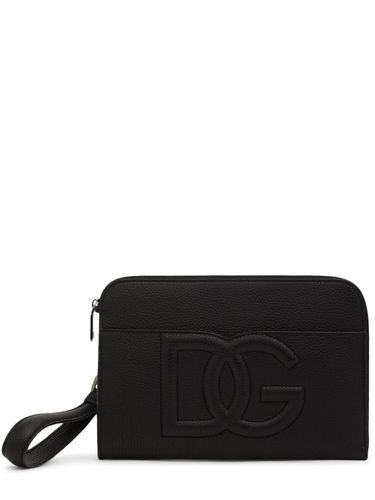 Medium Leather Logo Pouch - DOLCE & GABBANA - Modalova