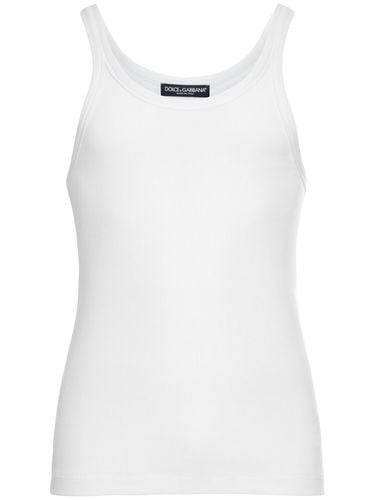 Ribbed Cotton Jersey Tank Top - DOLCE & GABBANA - Modalova