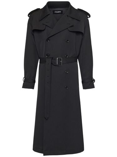 Trench De Gabardina De Lana - DOLCE & GABBANA - Modalova