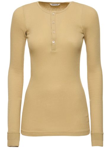 Buttoned Cotton T-shirt - AURALEE - Modalova