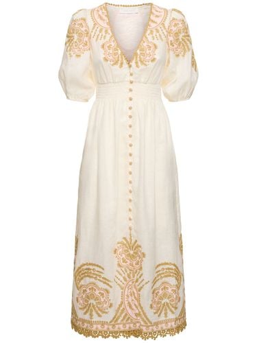 Waverly Linen Embroidered Long Dress - ZIMMERMANN - Modalova