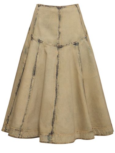 Cotton Blend Denim Midi Skirt - FERRAGAMO - Modalova