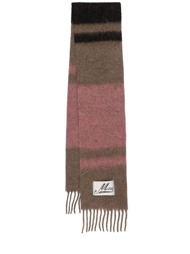 Logo Patch Wool Blend Scarf - MARNI - Modalova