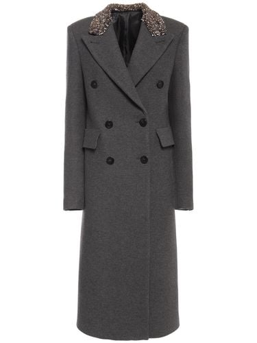 Double Breast Wool Long Coat - BLUMARINE - Modalova