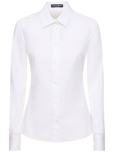 Camisa De Popelina De Algodón Stretch - DOLCE & GABBANA - Modalova