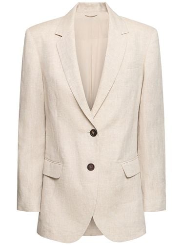 Single Breast Linen Jacket - BRUNELLO CUCINELLI - Modalova