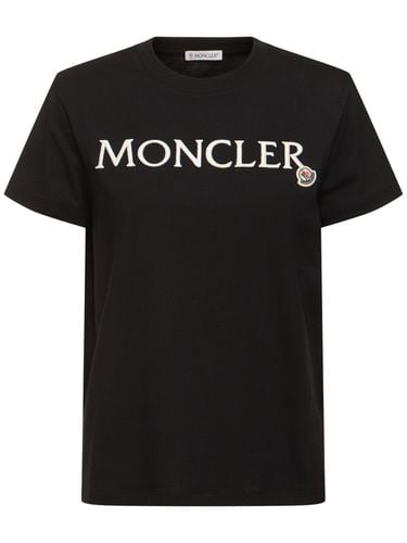 Camiseta De Algodón Con Logo Bordado - MONCLER - Modalova