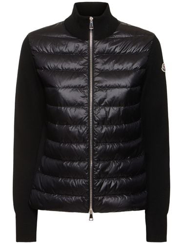 Cardigan Imbottito In Misto Lana - MONCLER - Modalova