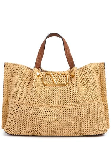 Bolso Tote Mediano De Viscosa Y Piel - VALENTINO GARAVANI - Modalova